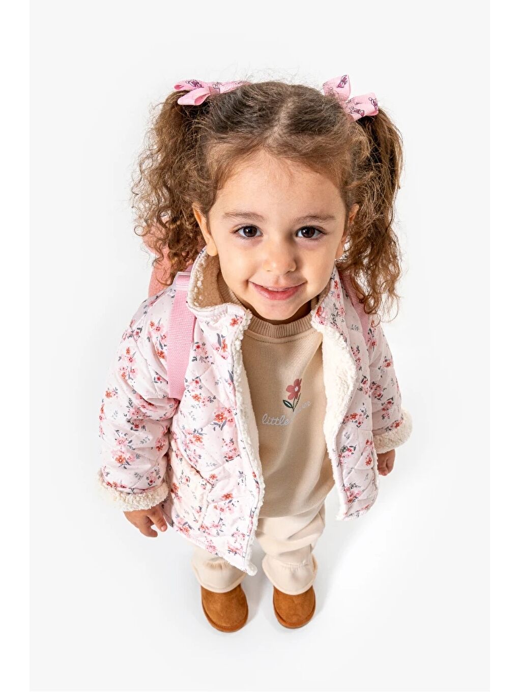 Pembe Çiçek Desenli 3’lü Bebek Takım 8170-1