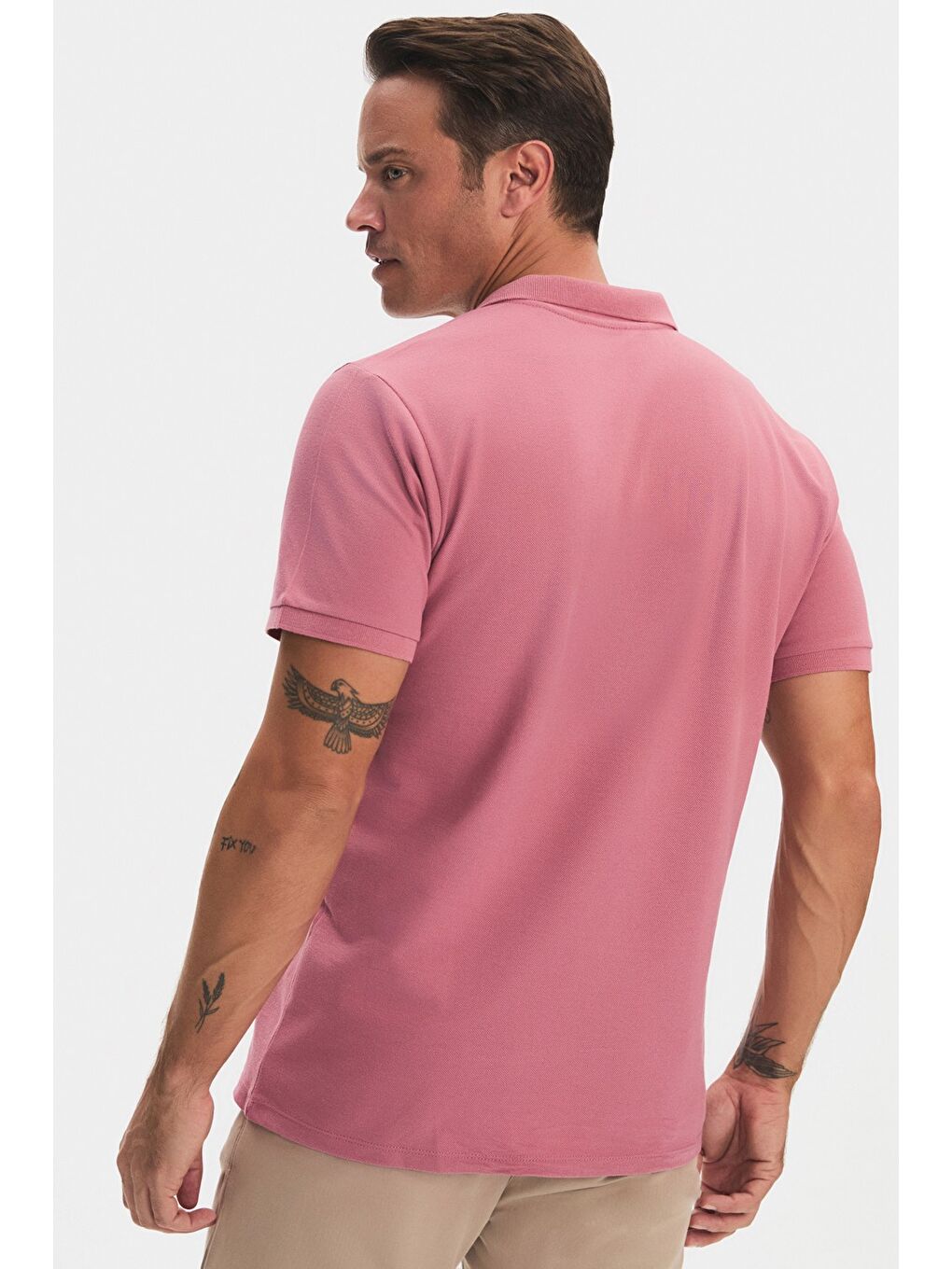 June Pembe Polo Yaka Kısa Kollu Basic Erkek Tişört - 4