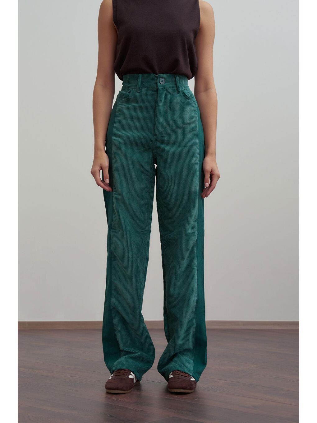 Yeşil-Kumaş Mixli Pantolon-2