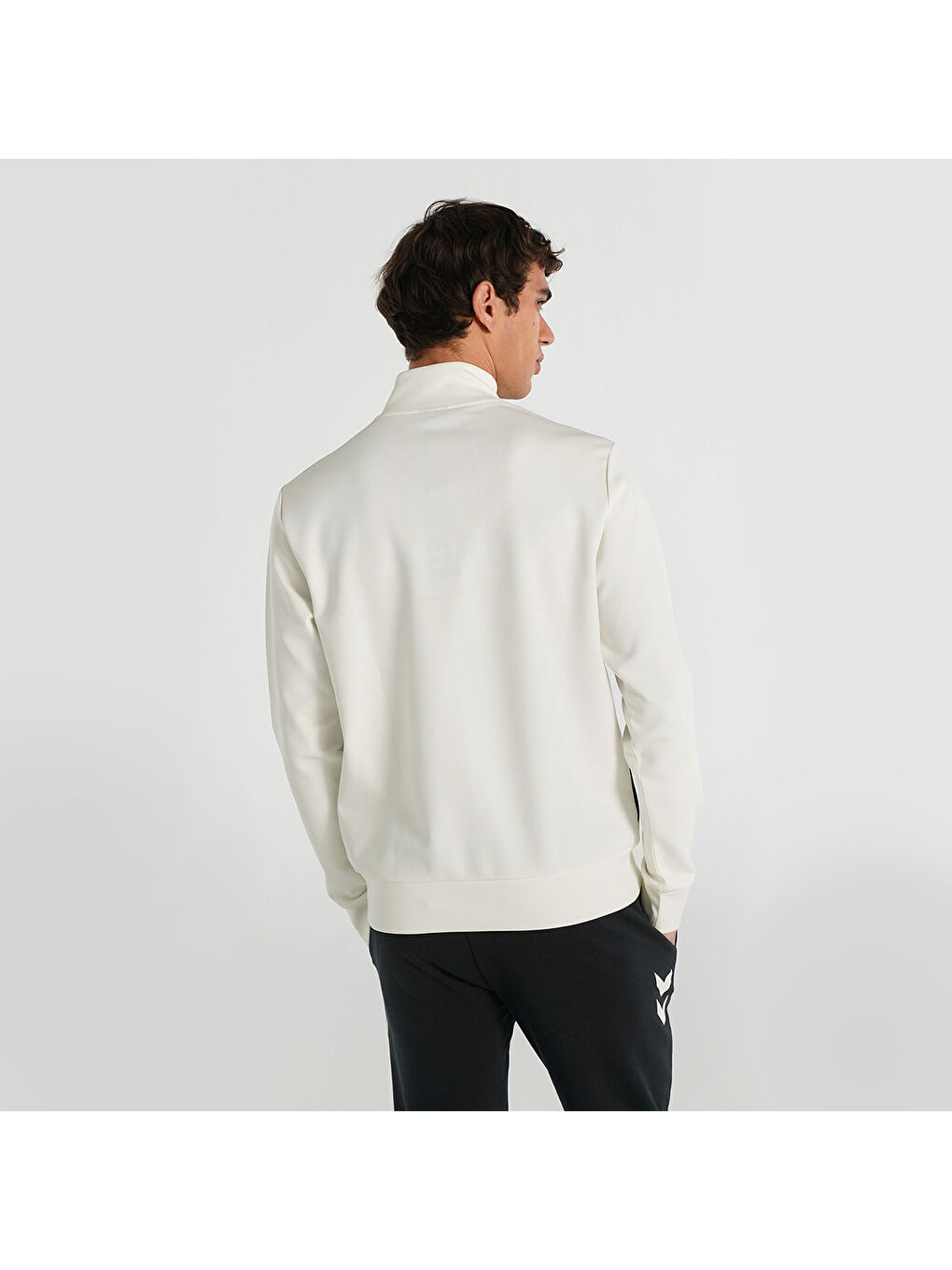 Loton Zip Neck Erkek Beyaz Dik Yaka Sweatshirt-1