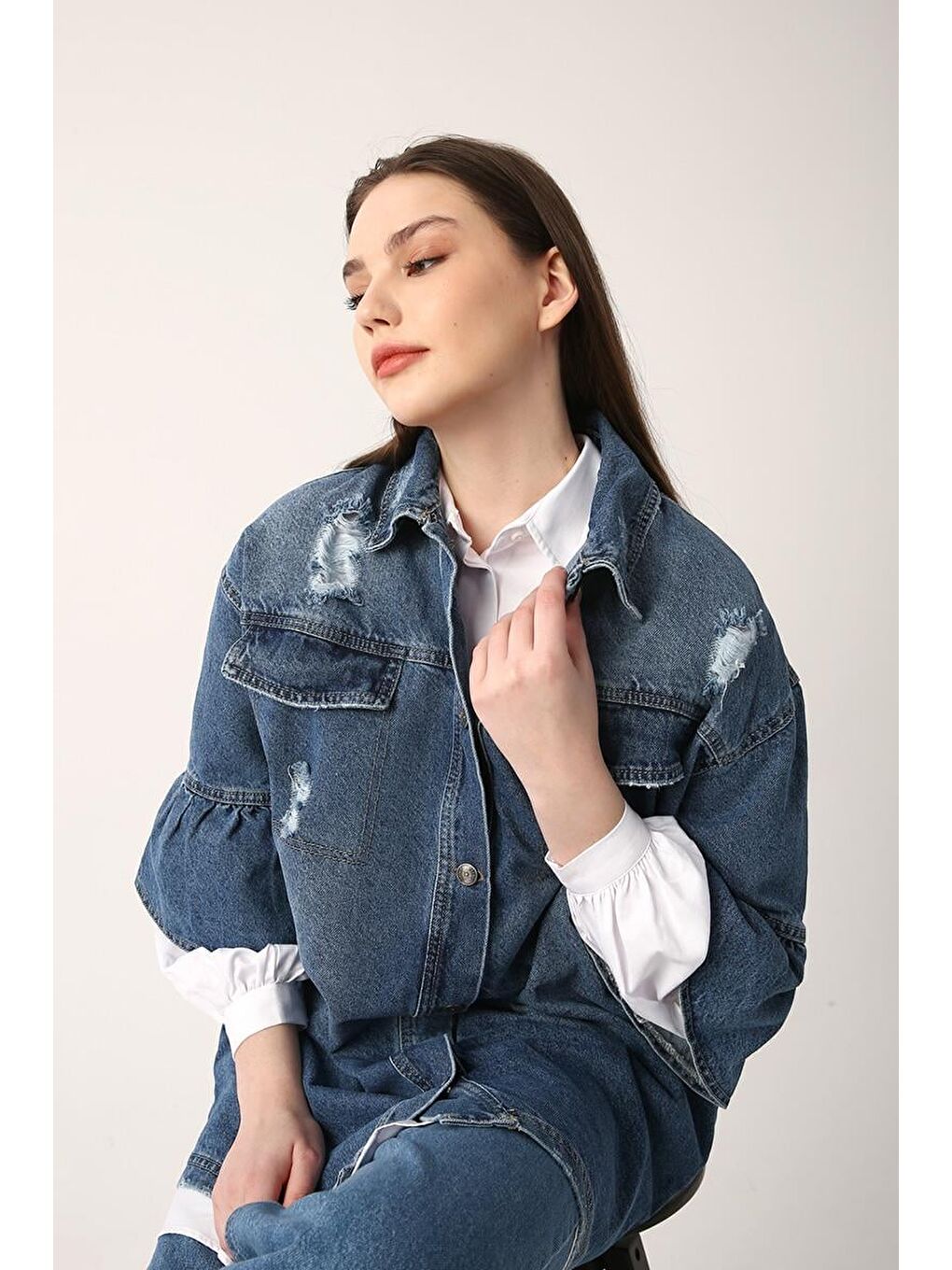 Mavi %100 Pamuk Truvakar Kol Denim Ceket-5