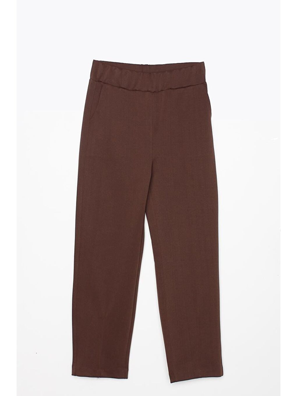Kahverengi Kahve-Paçası Pensli Elastanlı Rahat Kalıp Pantolon-5