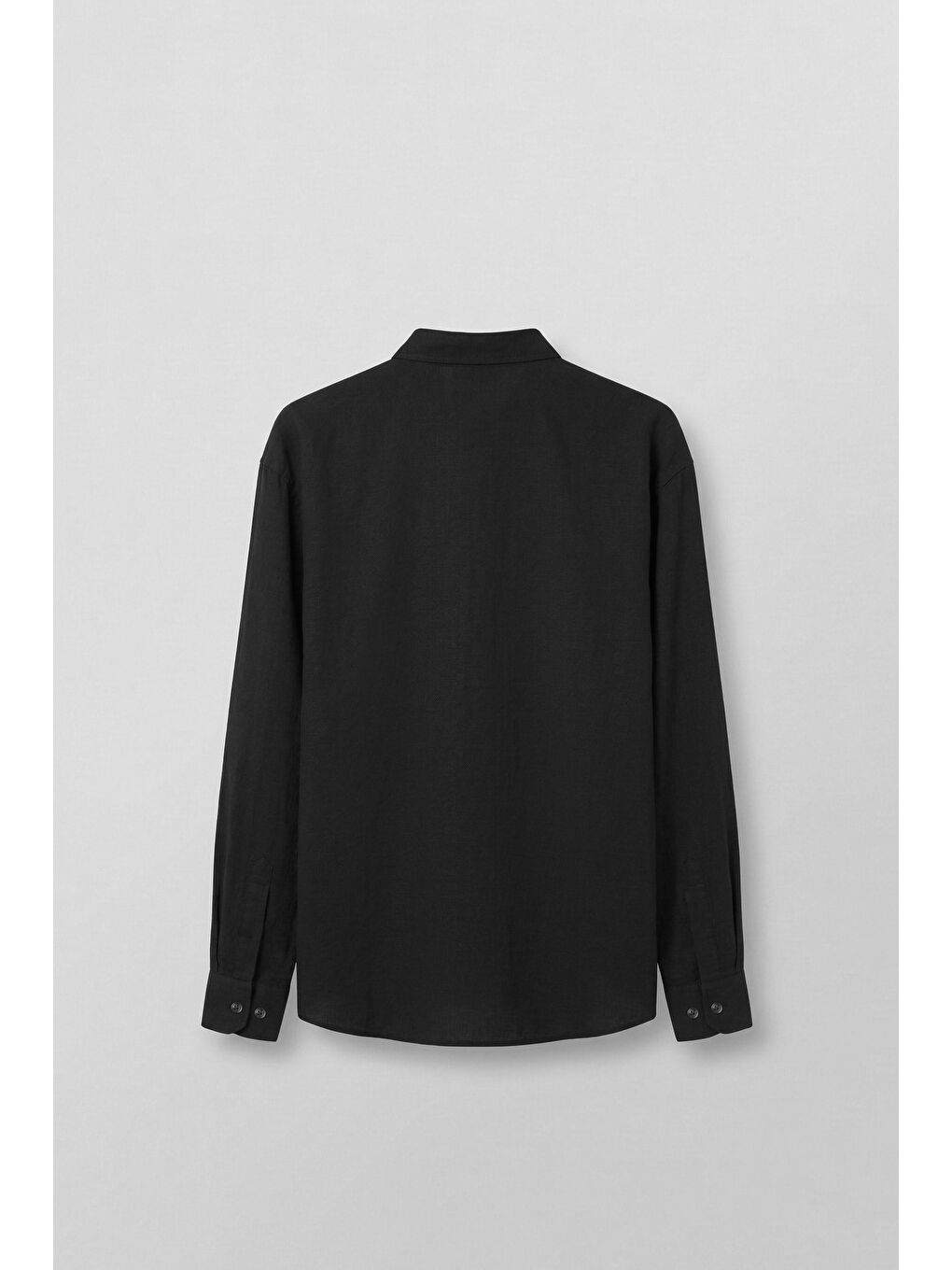 Erkek Relax Fit Rahat Kesim İnce Gömlek Siyah-1