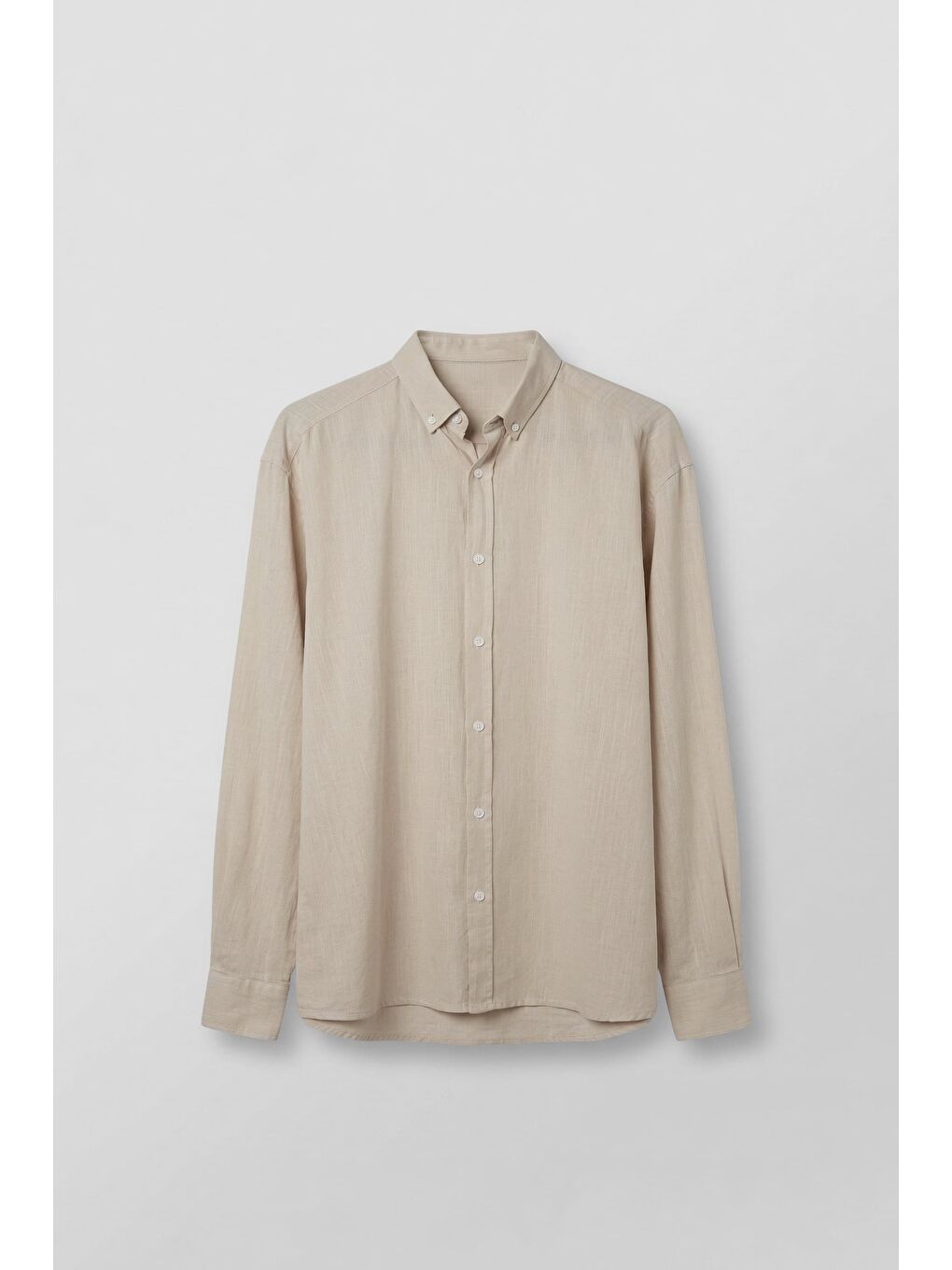 Erkek Relax Fit Rahat Kesim İnce Gömlek Bej