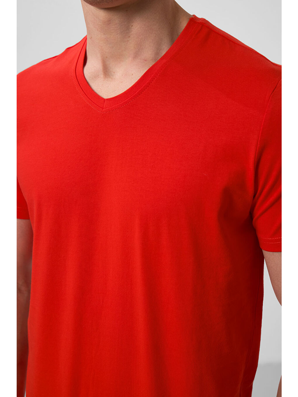Kırmızı Fiesta Basic Kısa Kol Standart Kalıp V Yaka Erkek Tişört - 87912-3
