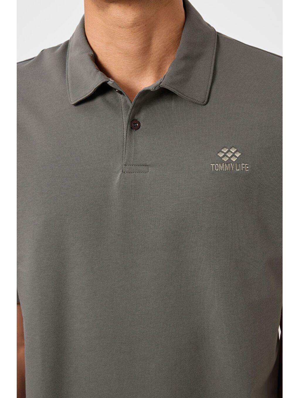 Yeşil Çağla Basic Logolu Standart Kalıp Triko Polo Yaka Erkek Tişört - 87748-3