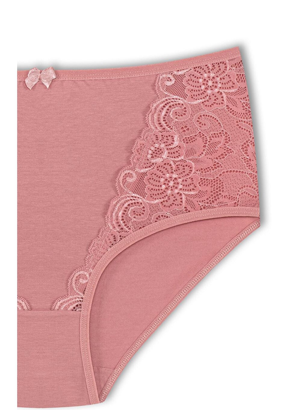 Beyaz Pamuklu Önü Dantel Detay Yüksek Bel Büyük Beden Kadın Külot 3'lü-4