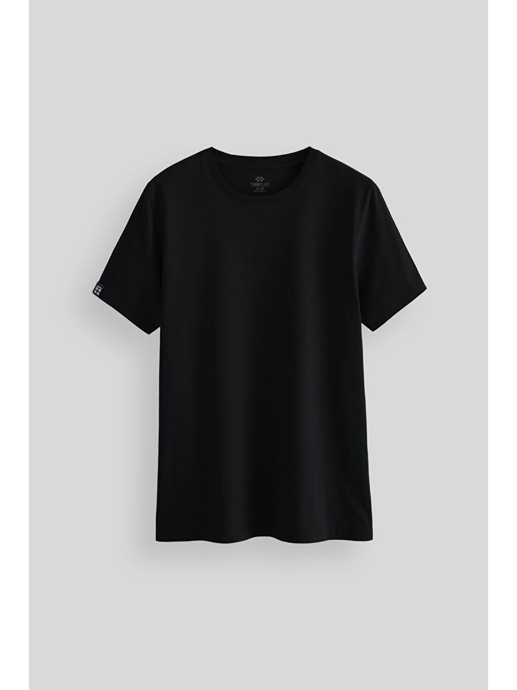 Siyah Erkek Basic Kısa Kol Standart Kalıp Bisiklet Yaka Tişört - 87911