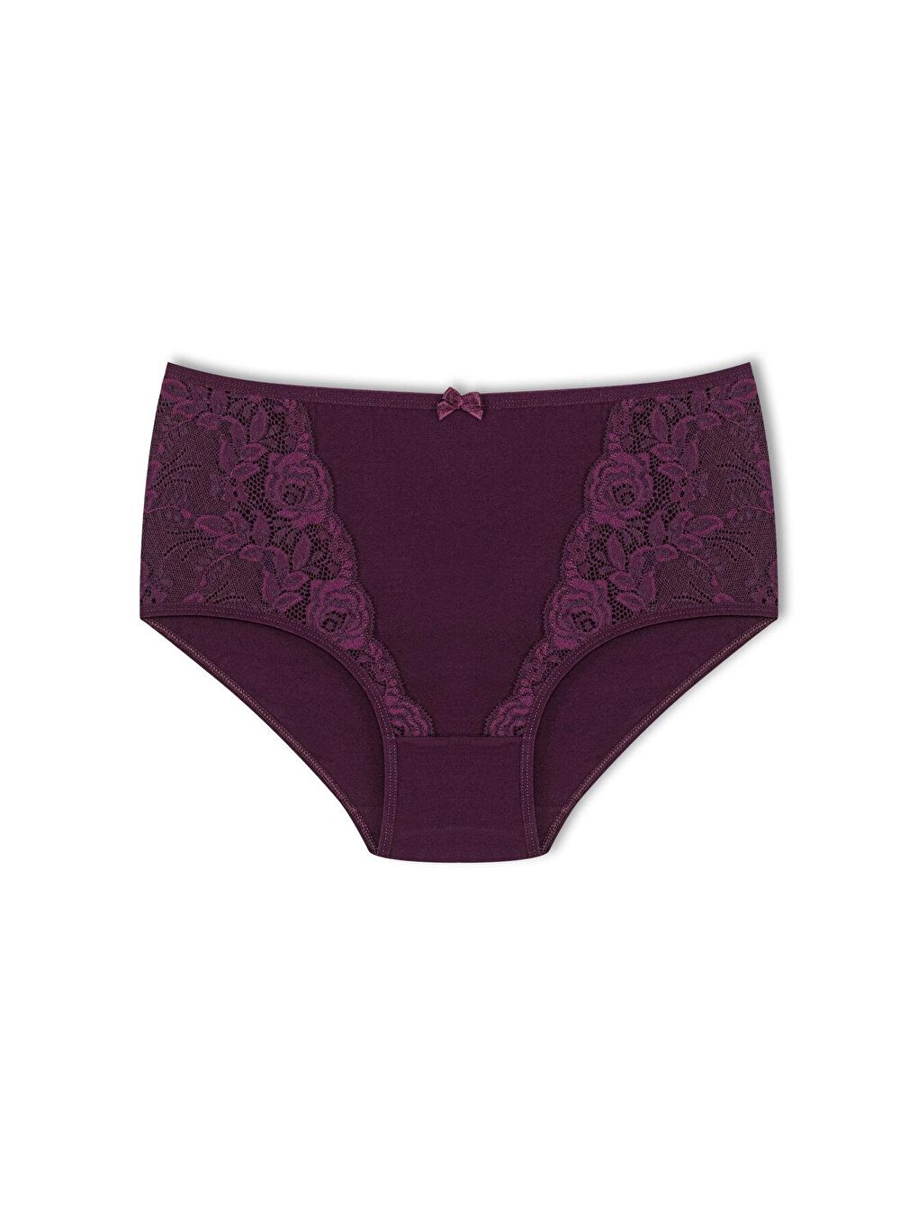 Lacivert Pamuklu Önü Dantel Detay Yüksek Bel Büyük Beden Kadın Külot 3'lü-1