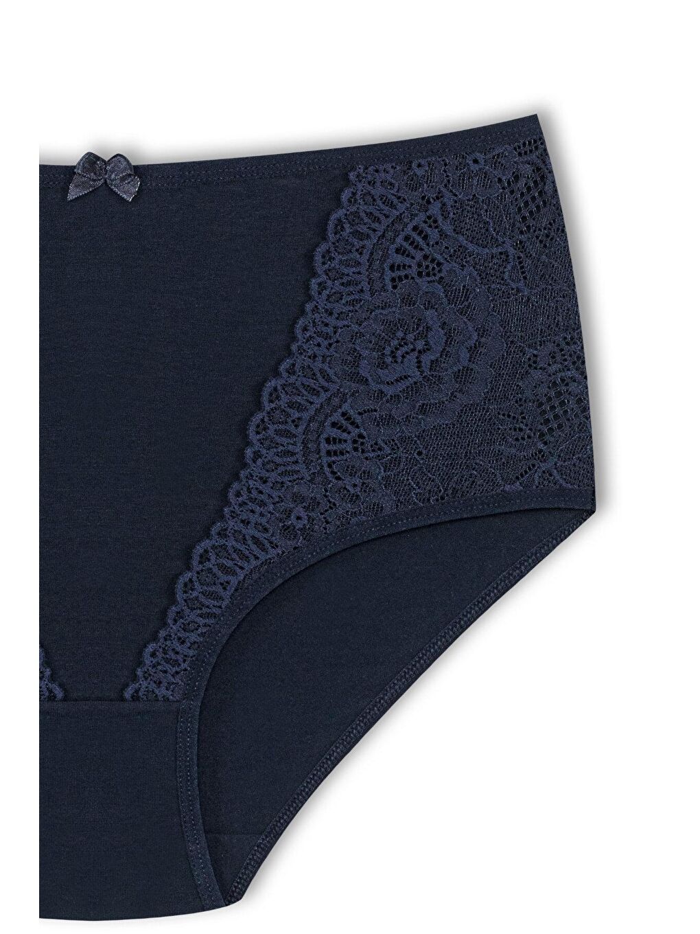 Bordo Pamuklu Önü Dantel Detay Yüksek Bel Büyük Beden Kadın Külot 2'li-4