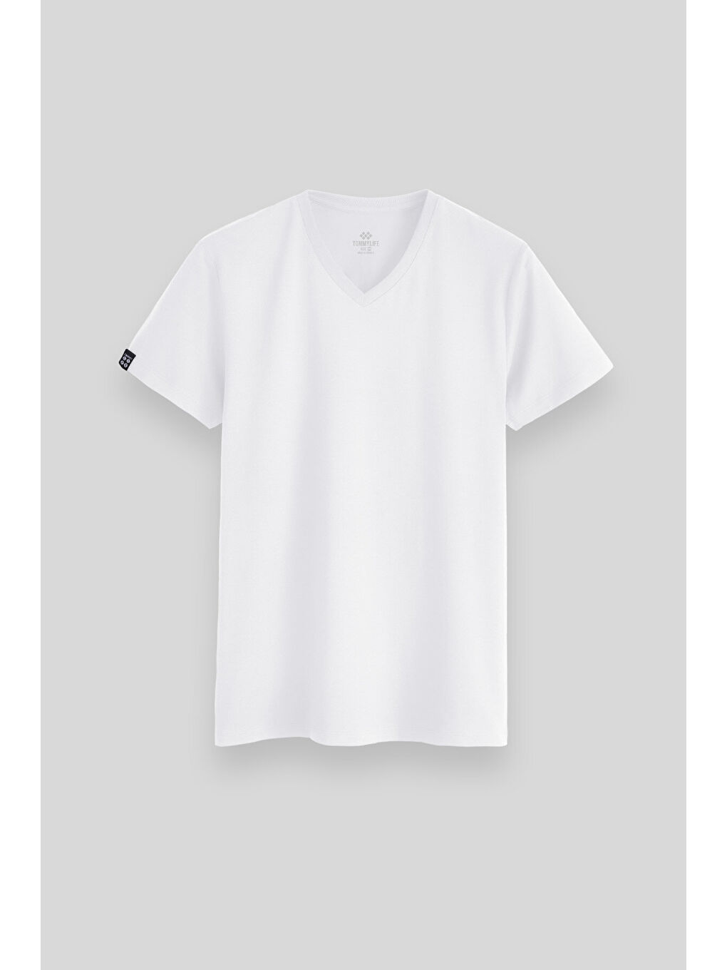 Beyaz Basic Kısa Kol Standart Kalıp V Yaka Erkek Tişört - 87912