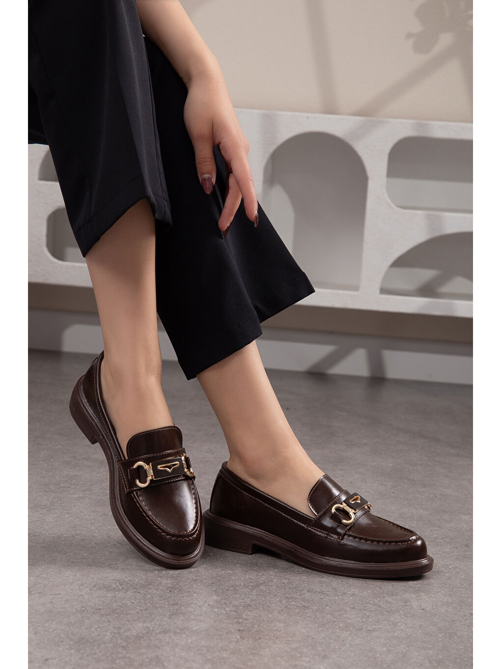Kahverengi D705 Günlük Ortopedik Kadın Loafer Ayakkabı-1