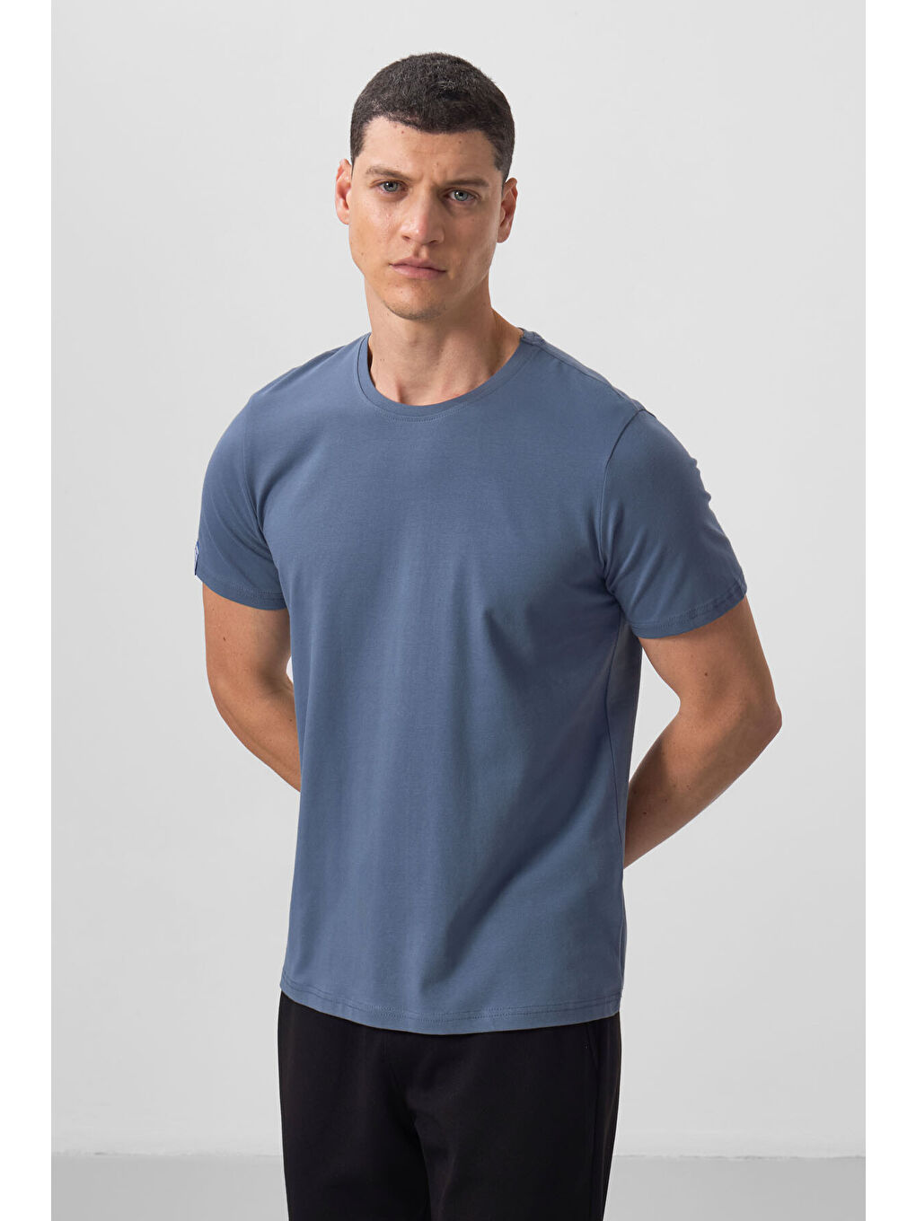 Petrol Erkek Basic Kısa Kol Standart Kalıp Bisiklet Yaka Tişört - 87911-4