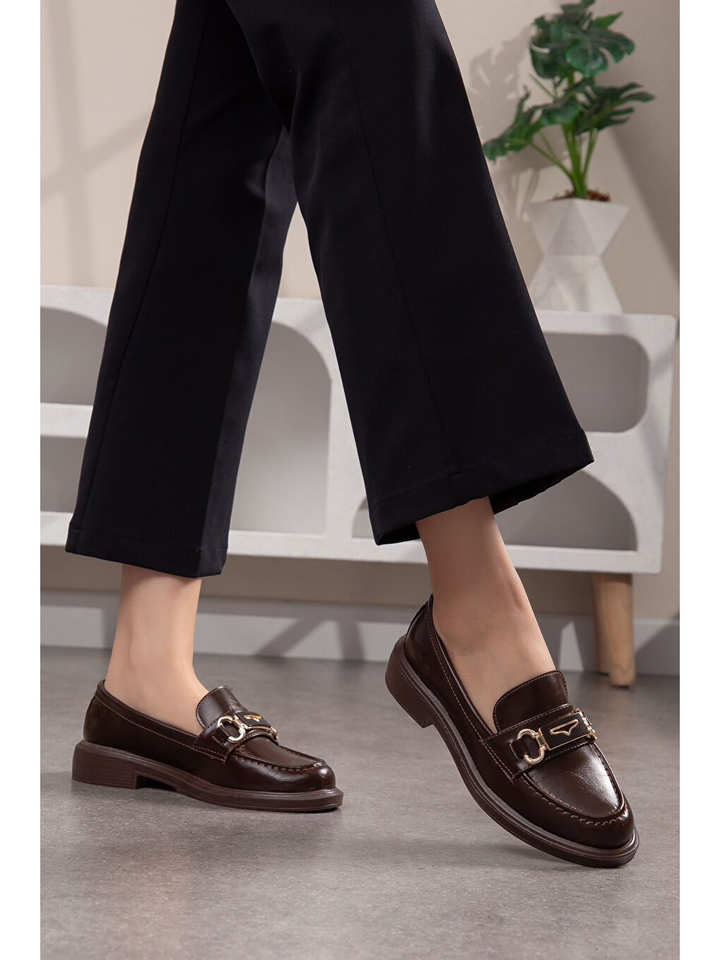 Kahverengi D705 Günlük Ortopedik Kadın Loafer Ayakkabı-3
