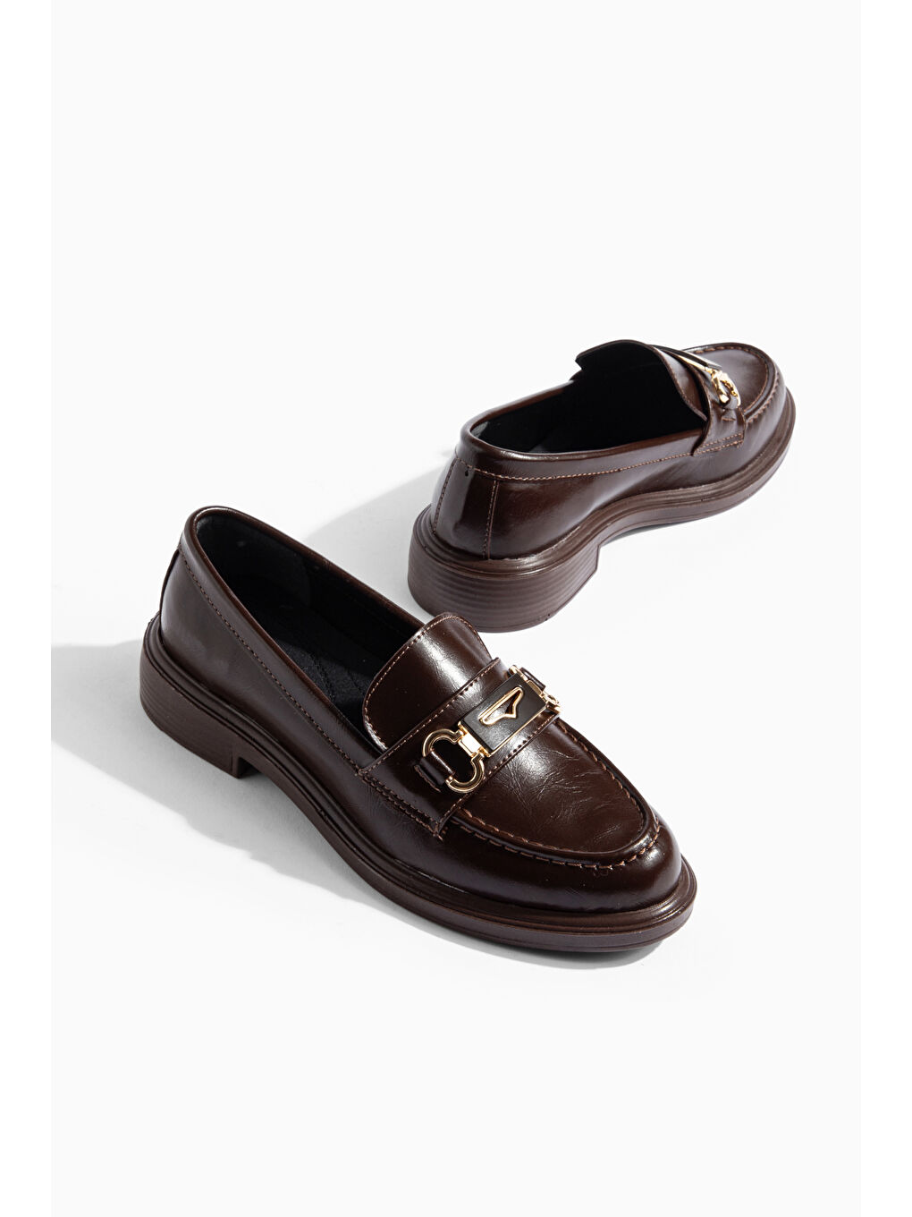 Kahverengi D705 Günlük Ortopedik Kadın Loafer Ayakkabı-7