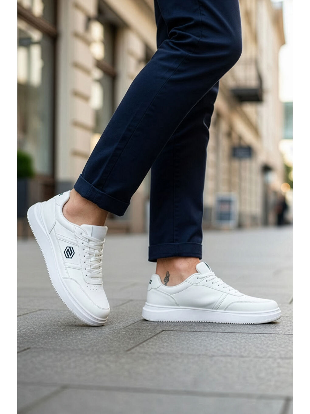 Beyaz D07003 Günlük Ortopedik Erkek Sneaker Spor Ayakkabı-1