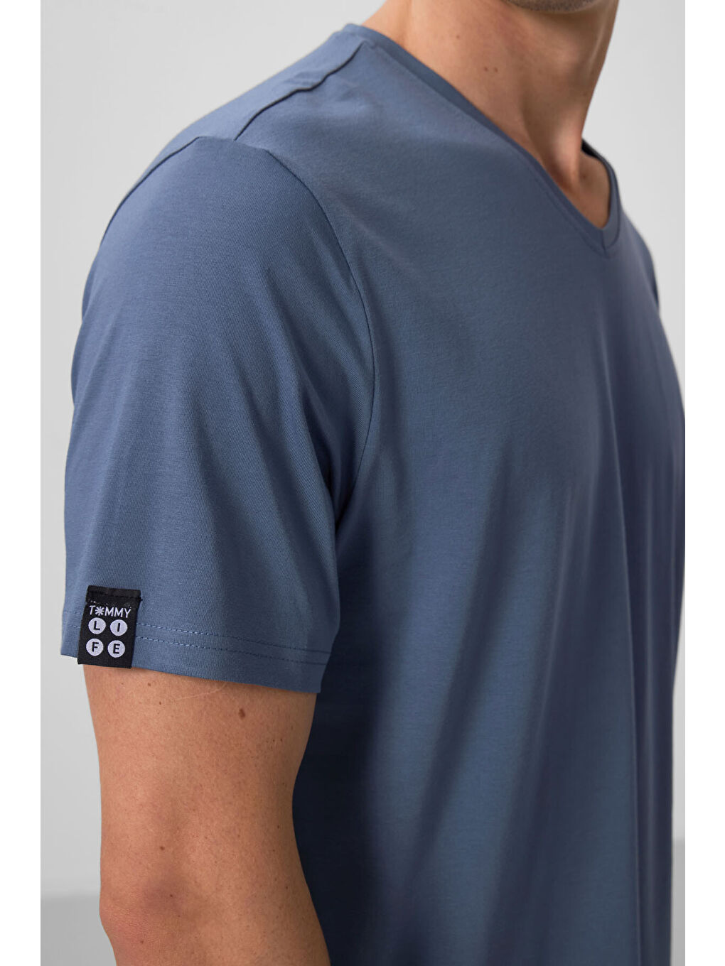 Petrol Basic Kısa Kol Standart Kalıp V Yaka Erkek Tişört - 87912-3