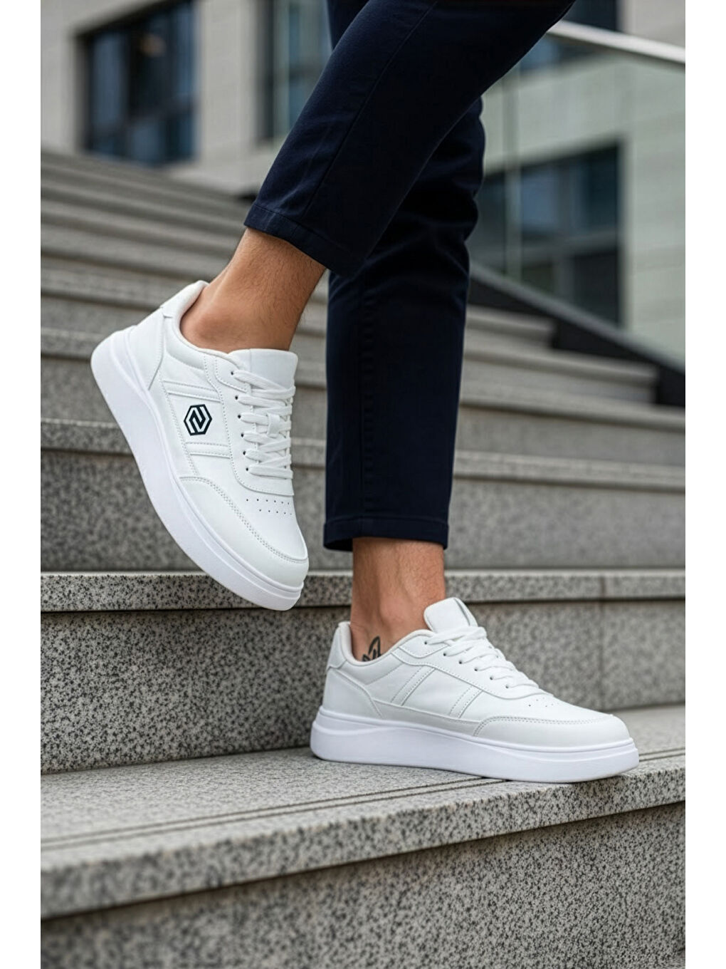 Beyaz D07003 Günlük Ortopedik Erkek Sneaker Spor Ayakkabı-3