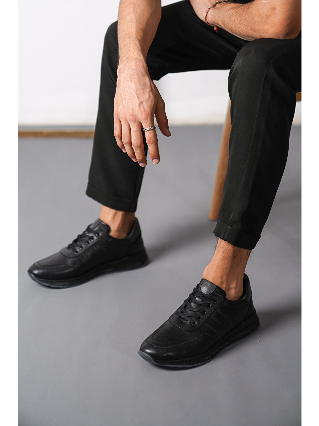 Siyah D1912 Günlük Hakiki Deri Ortopedik Erkek   Ayakkabı-3