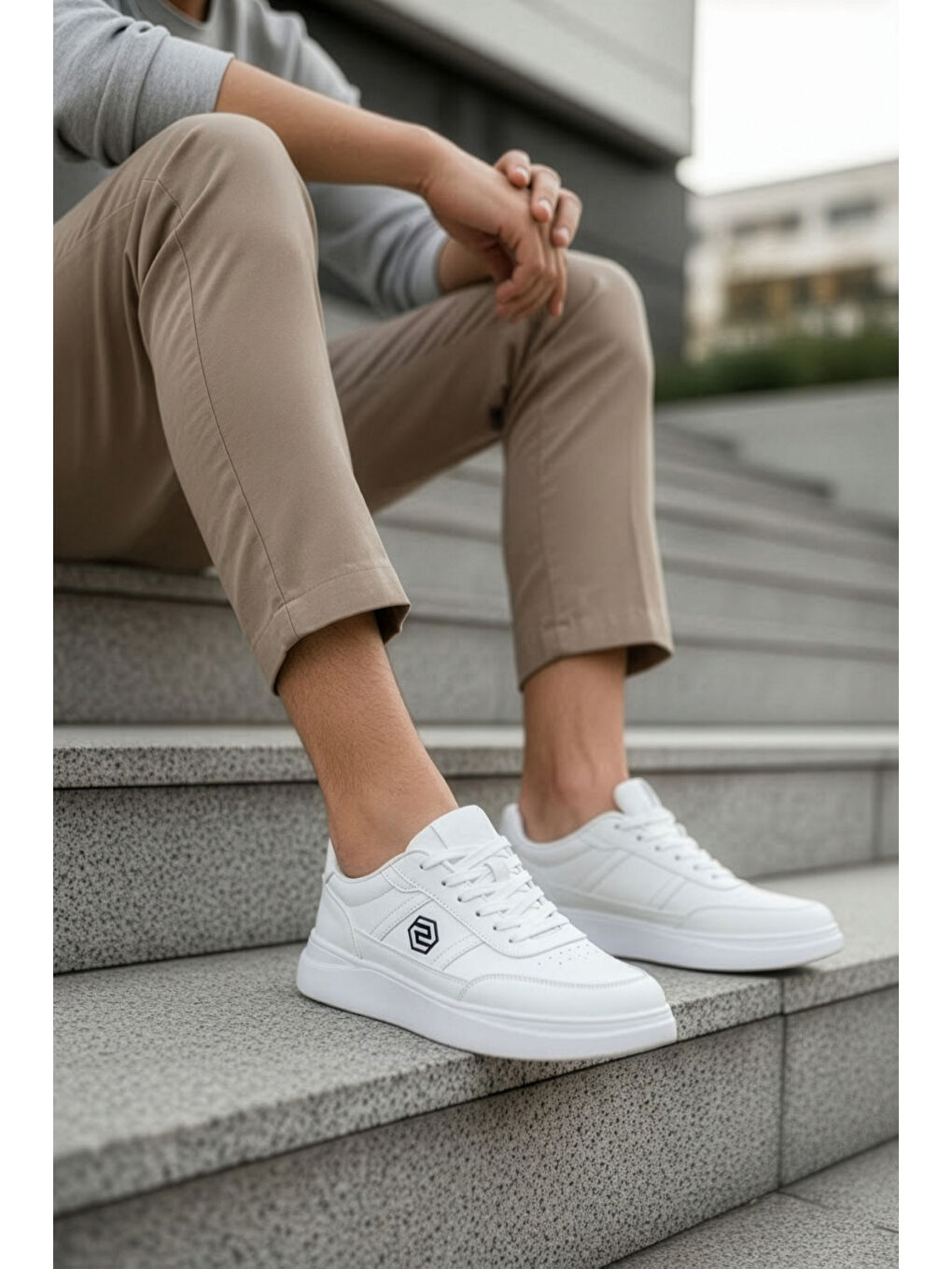 Beyaz D07003 Günlük Ortopedik Erkek Sneaker Spor Ayakkabı-5