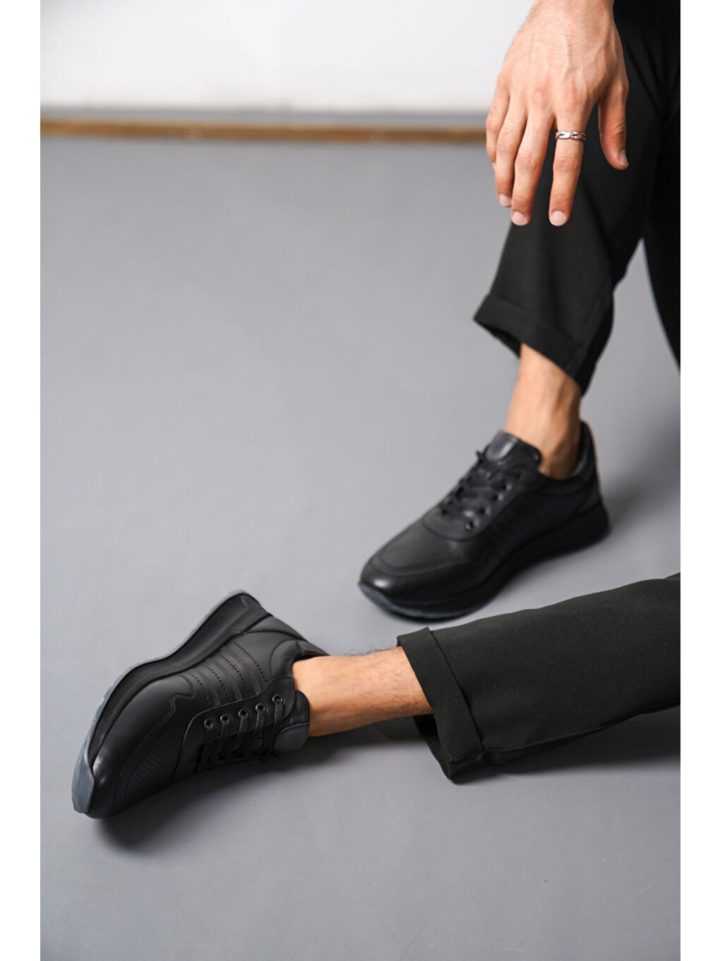 Siyah D1912 Günlük Hakiki Deri Ortopedik Erkek   Ayakkabı-5