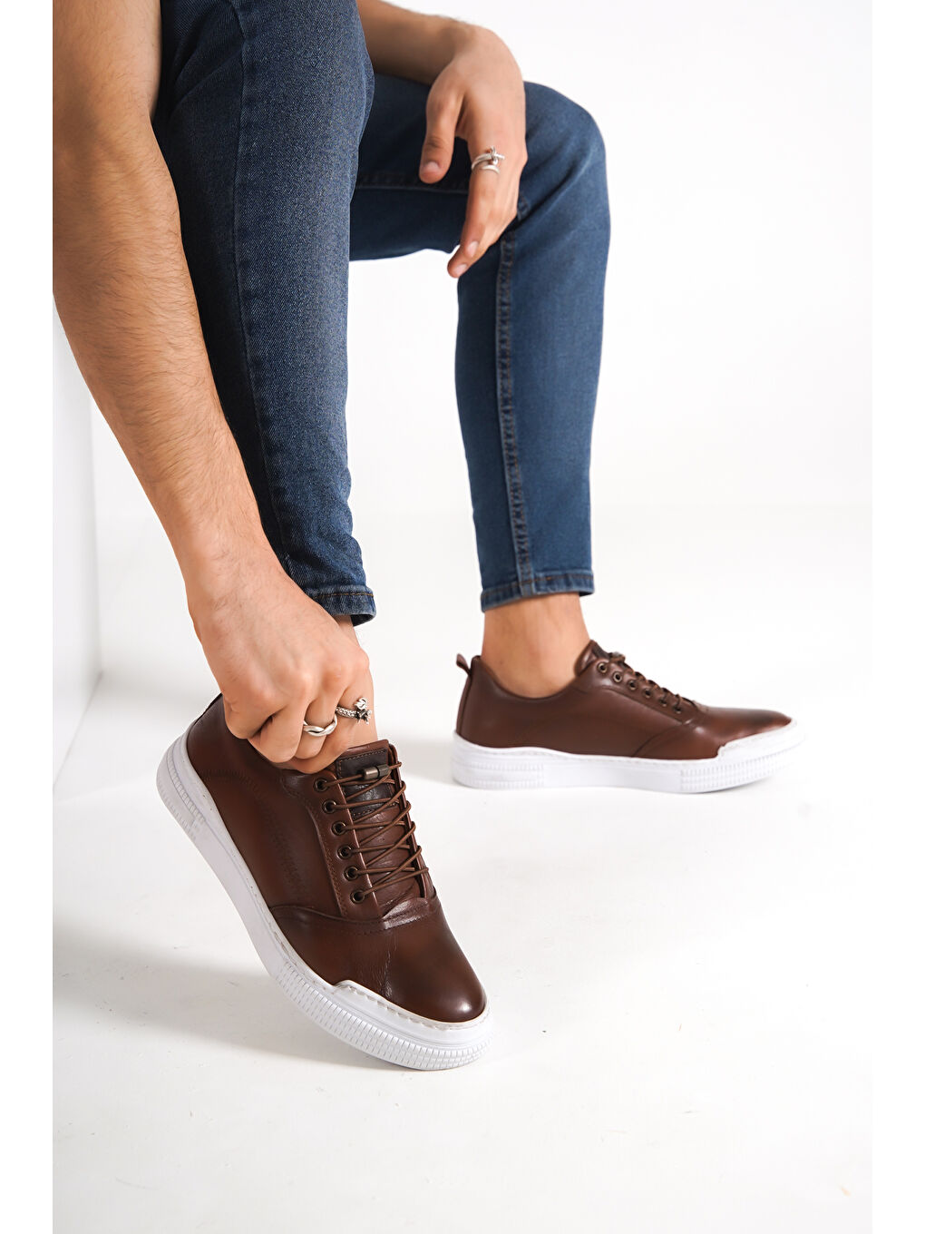 Kahverengi Sneaker Ortopedik Hakiki Deri Erkek Ayakkabı-3