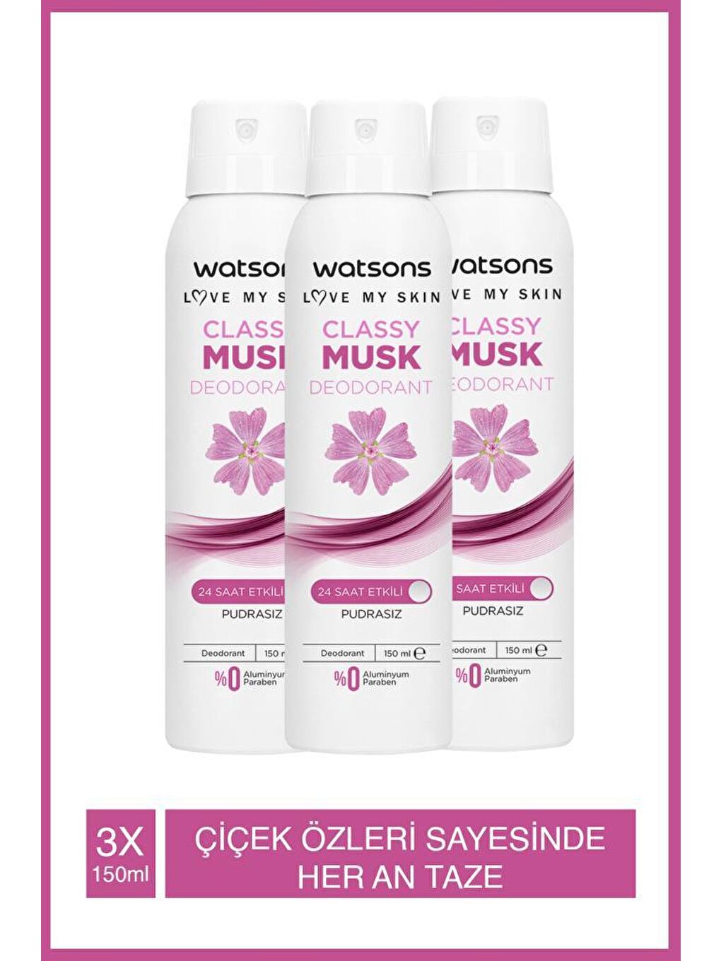 Watsons Classy Musk Deodorant Sprey Pudrasız 150 Ml X3 Adet