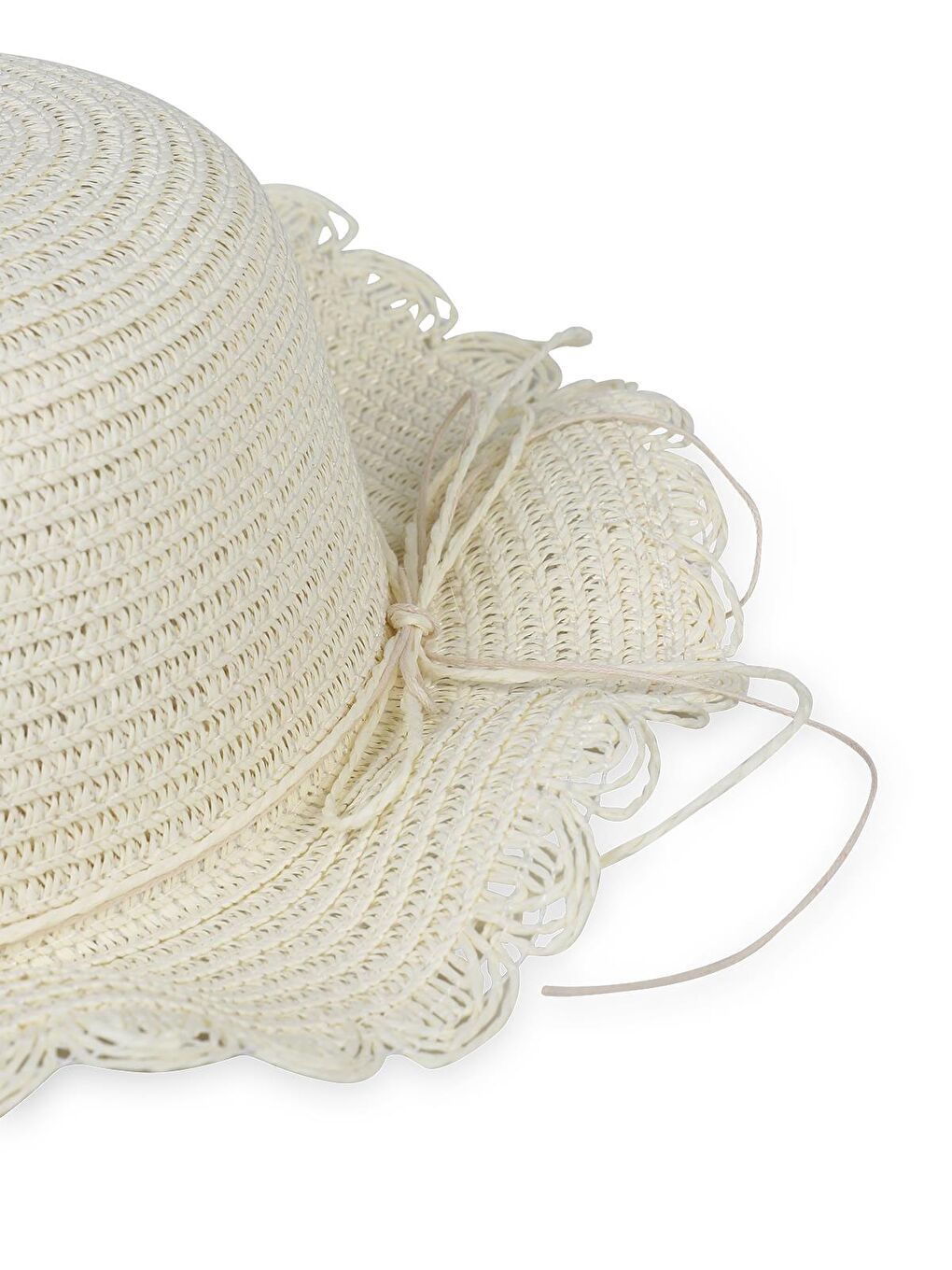 Taşlı Aksesuar 4-8 Yaş Çocuk Kız Hasır Şapka - Beyaz Standart