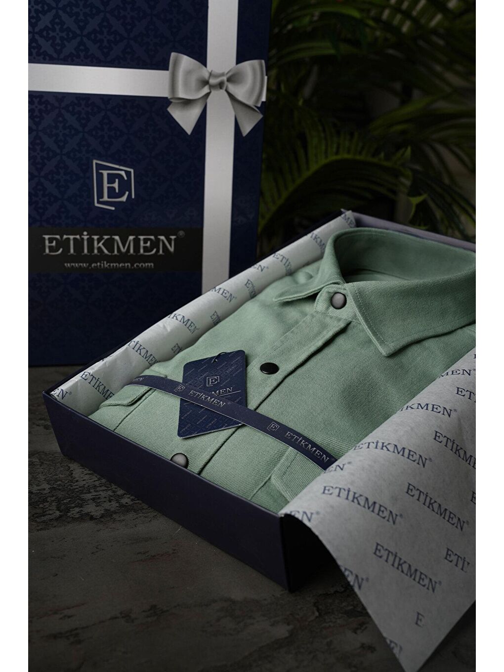 Turkuaz Su Yeşili Slimfit Gerçek Jean Erkek Gömlek-3