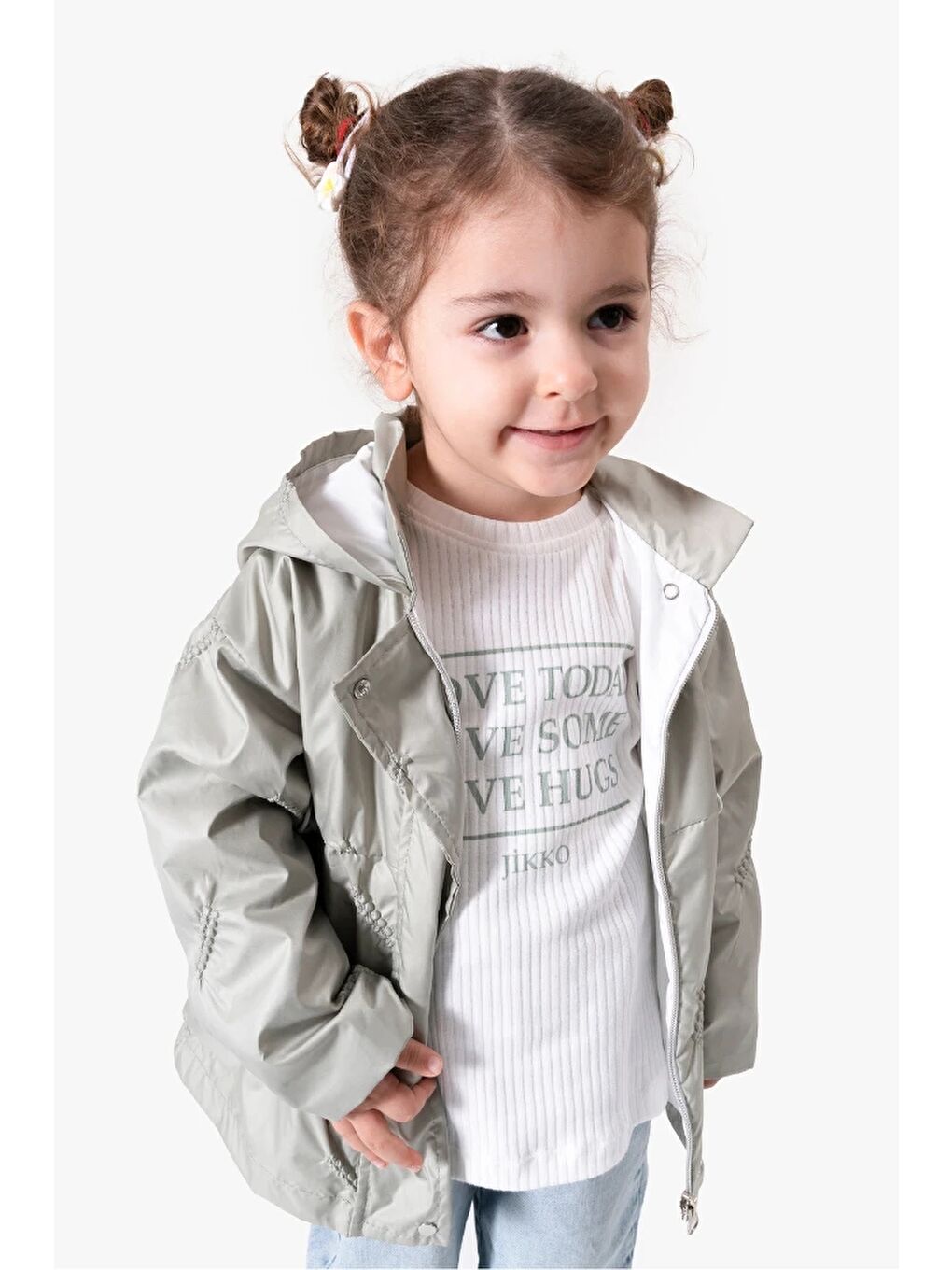 Yeşil 3'lü Kapüşonlu Kız Bebek Mont & Pantolon Bayramlık Takım 9083-1