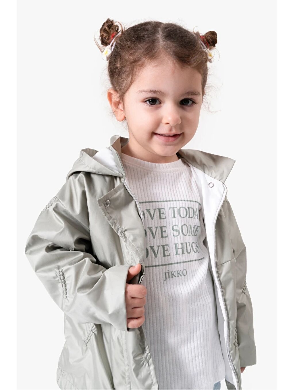 Yeşil 3'lü Kapüşonlu Kız Bebek Mont & Pantolon Bayramlık Takım 9083-2