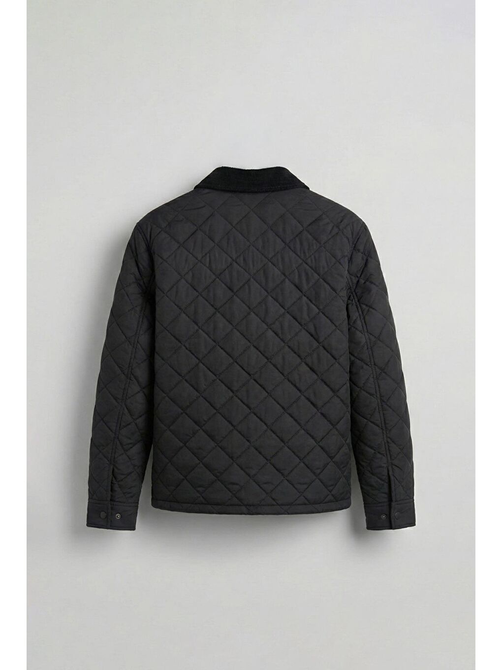 Erkek Oversize Fitilli Yaka Detaylı Kapitone Ceket Siyah-1