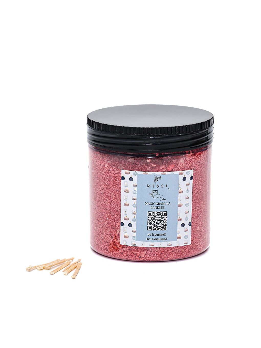 Garden Rose-Pudra Kokulu Pembe Yaratıcı İnci Tozu Mum (30 adet fitil ile birlikte)-250 gr-1