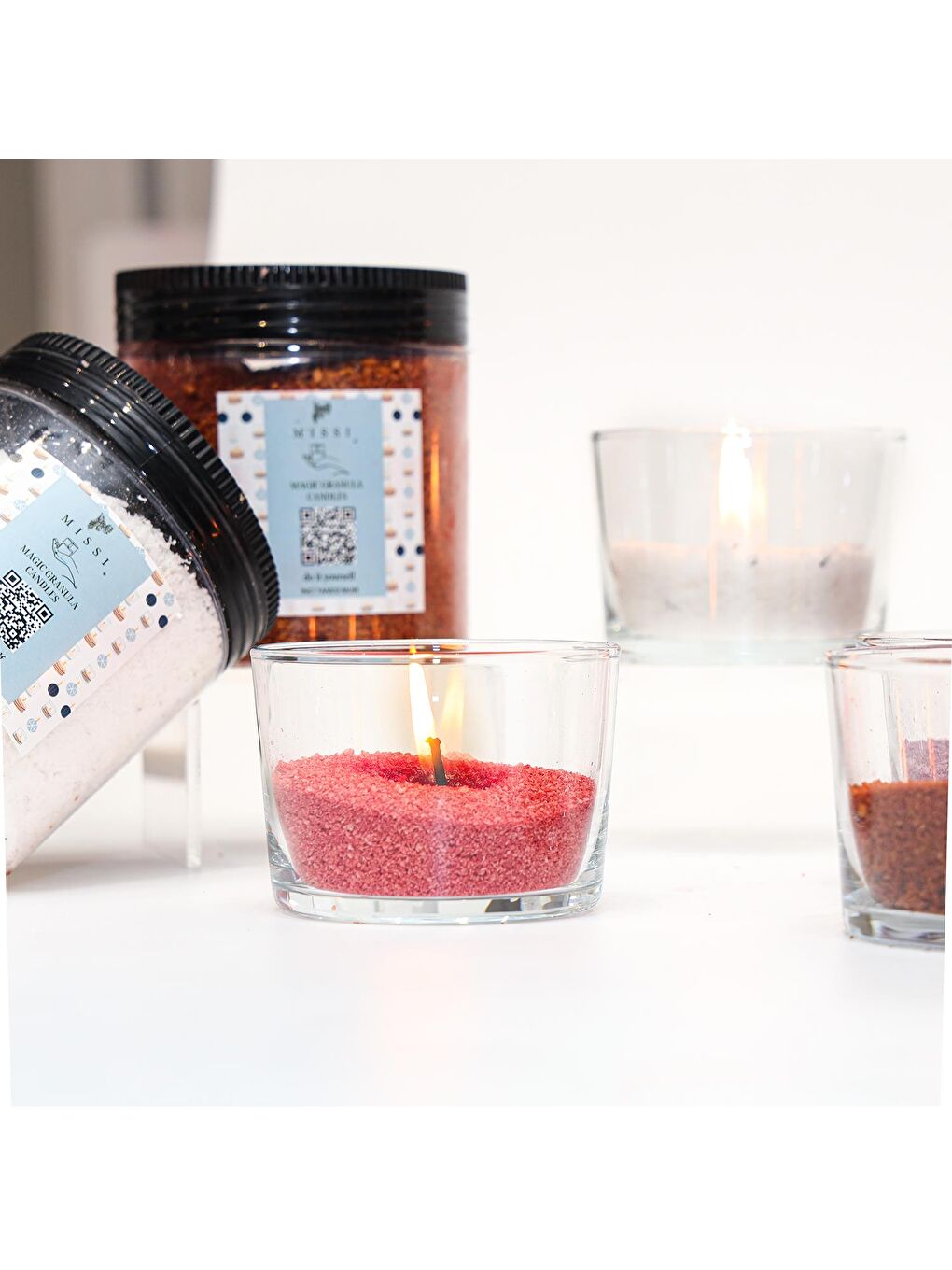 Garden Rose-Pudra Kokulu Pembe Yaratıcı İnci Tozu Mum (30 adet fitil ile birlikte)-250 gr-2