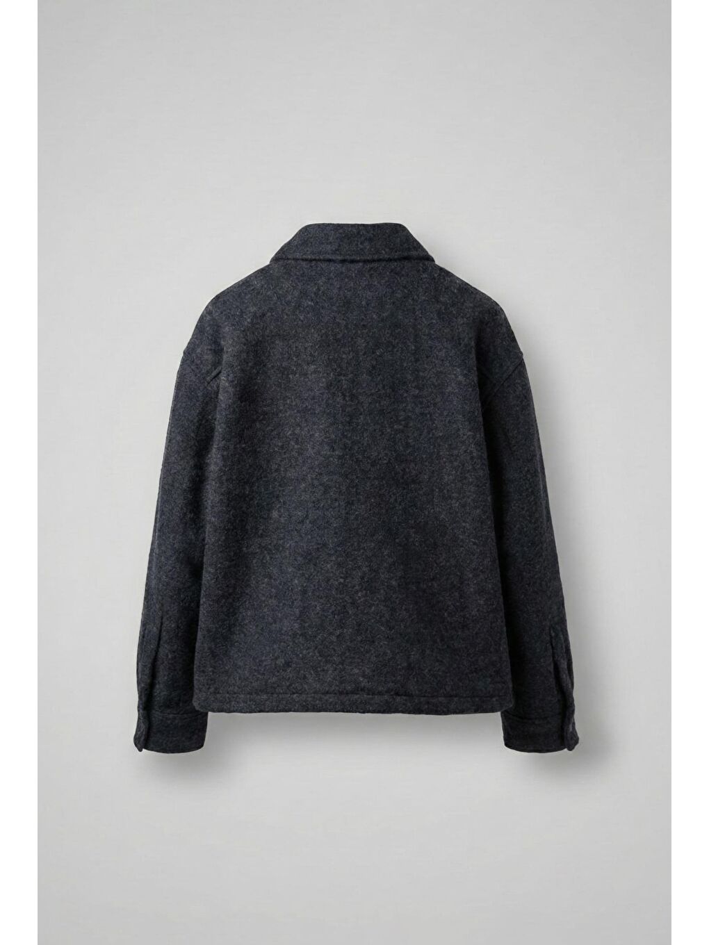 Erkek Oversize Tüylü Kaşe Ceket Lacivert-1