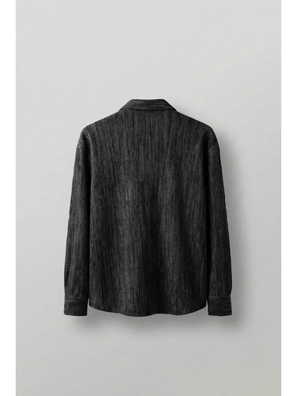 Erkek Oversize Kadife Dokulu Gömlek Siyah-1