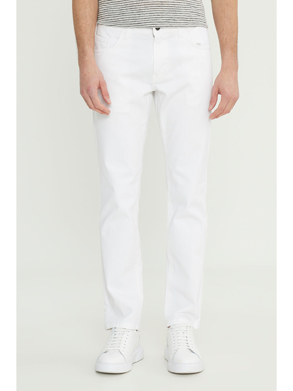Erkek Beyaz 360 Derece Her Yöne Esneyen Rahat Slim Fit Pantolon-1