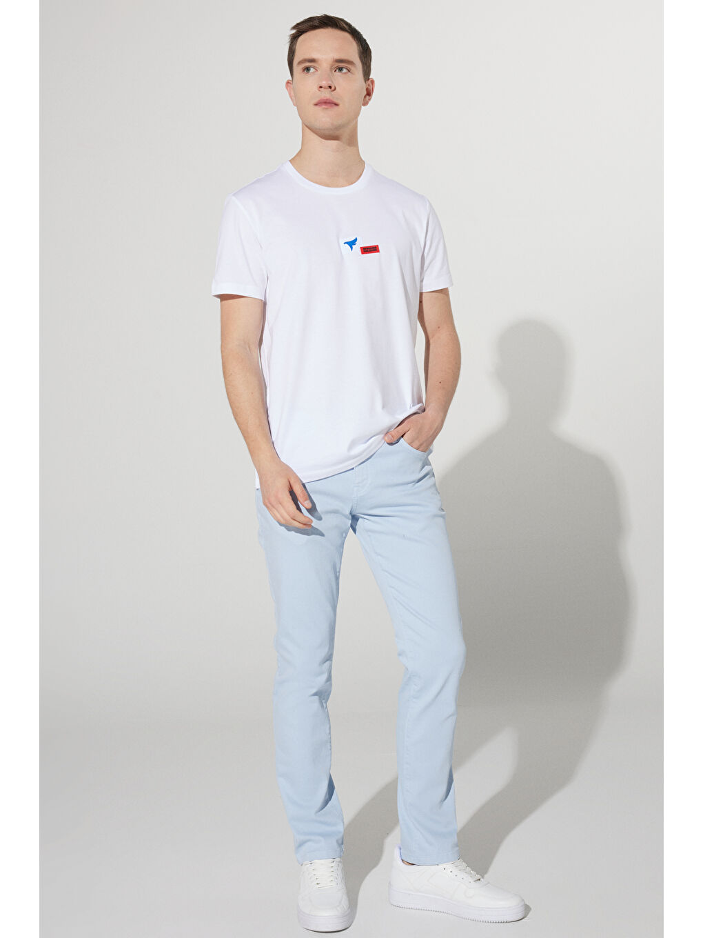 Erkek Mavi 360 Derece Her Yöne Esneyen Slim Fit Dar Kesim Pamuklu Rahat Pantolon-1