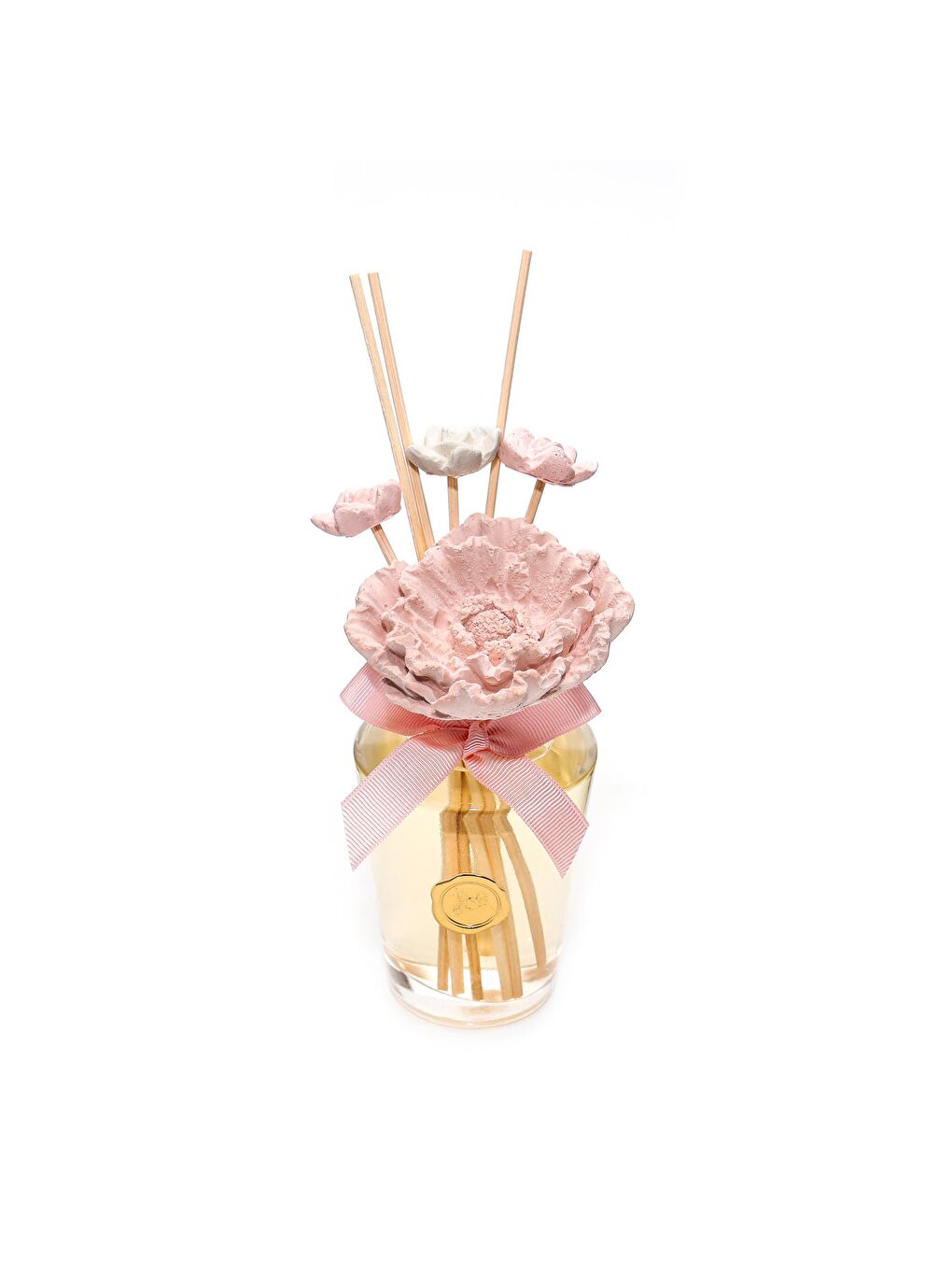 130 ml Pembe Çiçek Seramik Taş Bambu Çubuklu Garden Rose-Pudra Oda Kokusu-1