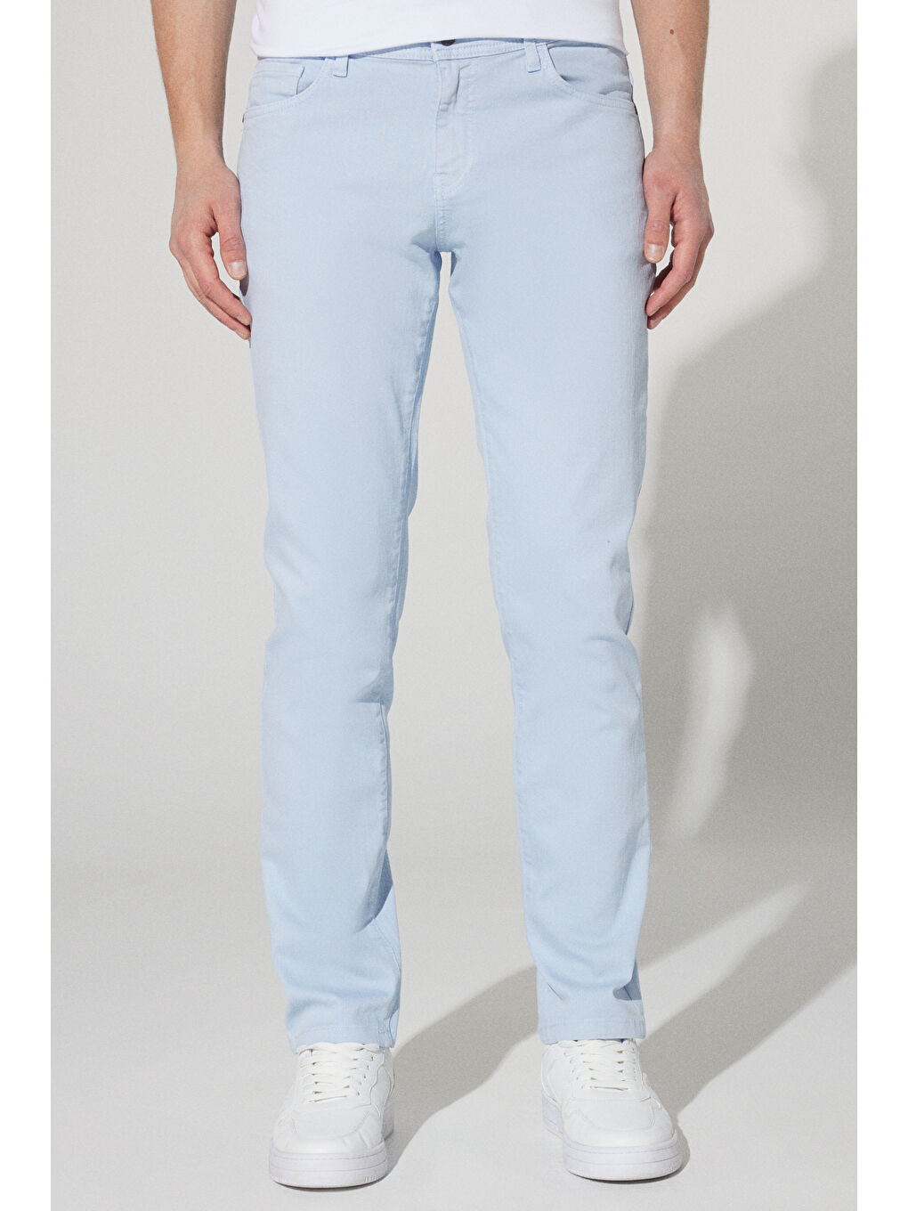 Erkek Mavi 360 Derece Her Yöne Esneyen Slim Fit Dar Kesim Pamuklu Rahat Pantolon-2
