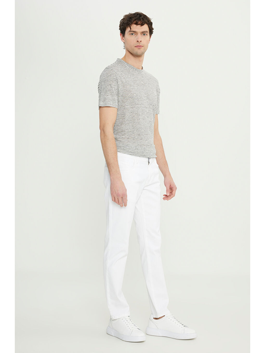 Erkek Beyaz 360 Derece Her Yöne Esneyen Rahat Slim Fit Pantolon-7