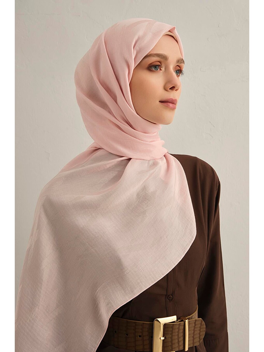 Pembe Lyocell Naia Zikzak Desen Şal 1- 39