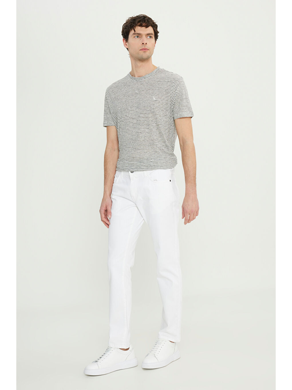 Erkek Beyaz 360 Derece Her Yöne Esneyen Rahat Slim Fit Pantolon-8