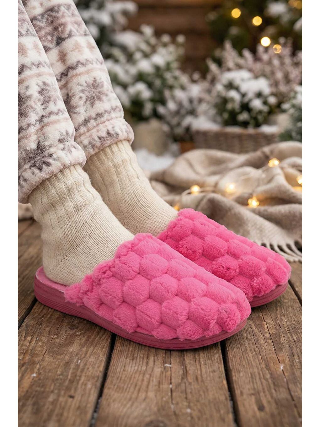 Fuşya Kadın Kışlık Rahat Taban Ev Bahçe Terlik