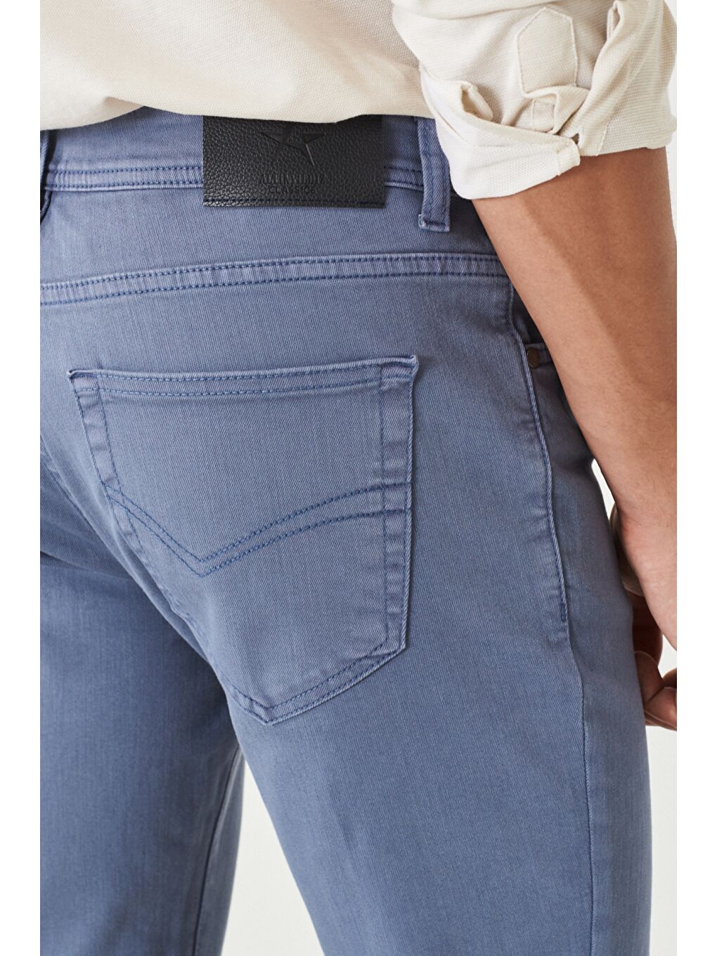 Erkek İndigo 360 Derece Her Yöne Esneyen Slim Fit Dar Kesim Pamuklu Rahat Pantolon-6