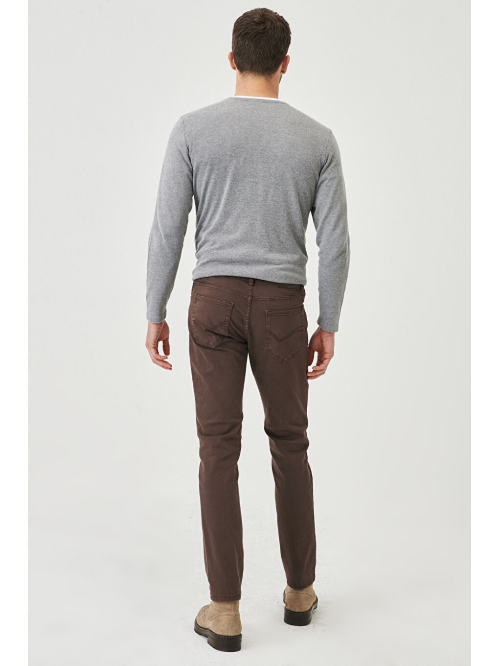 Erkek Kahverengi 360 Derece Her Yöne Esneyen Slim Fit Dar Kesim Pamuklu Rahat Pantolon-5