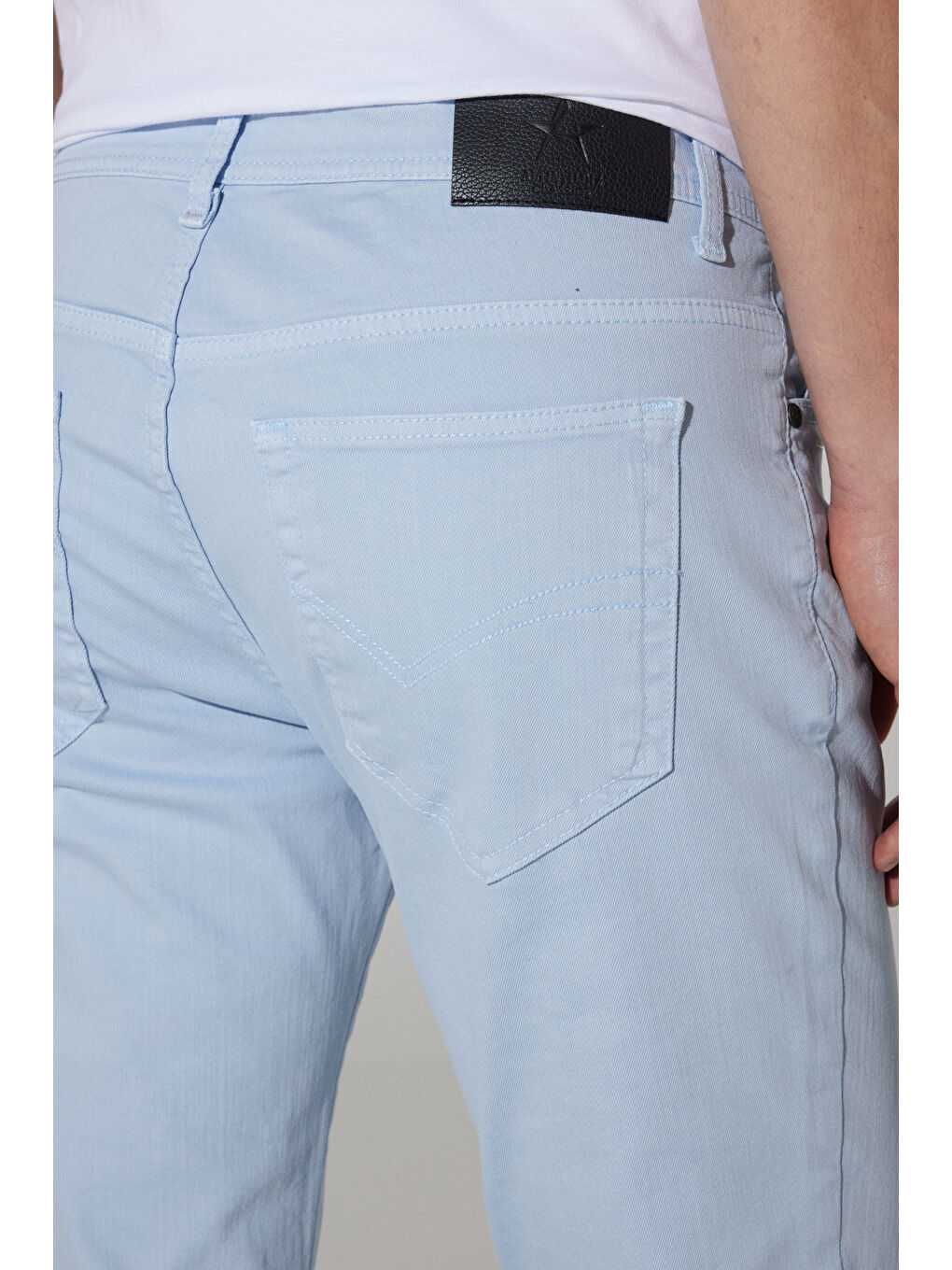 Erkek Mavi 360 Derece Her Yöne Esneyen Slim Fit Dar Kesim Pamuklu Rahat Pantolon-7