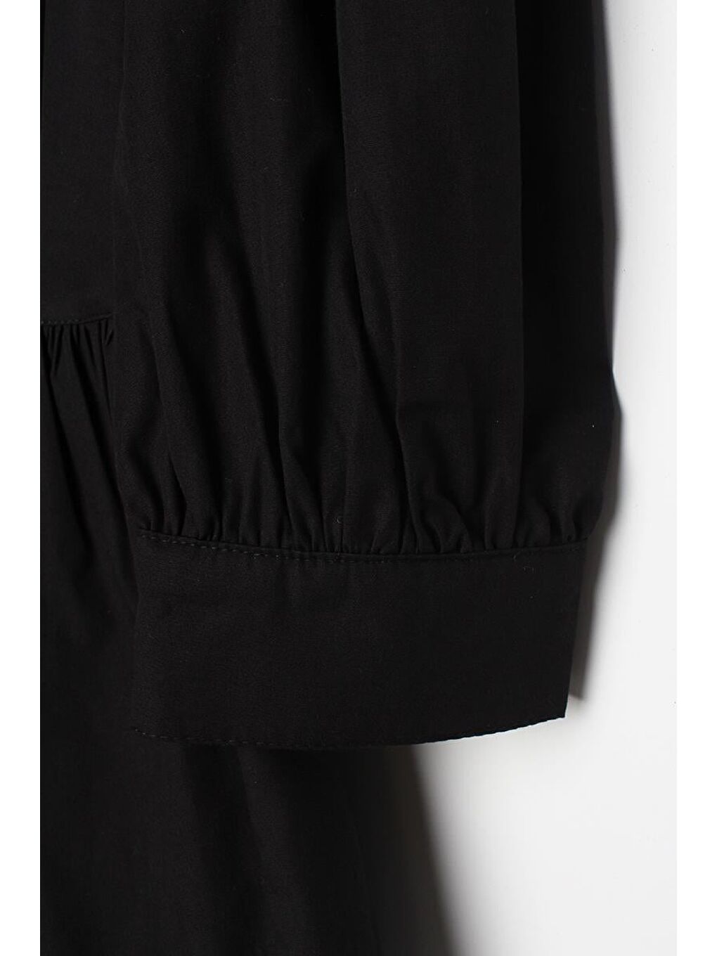 Siyah Nervürlü Yakasız Pamuklu Tunik-6