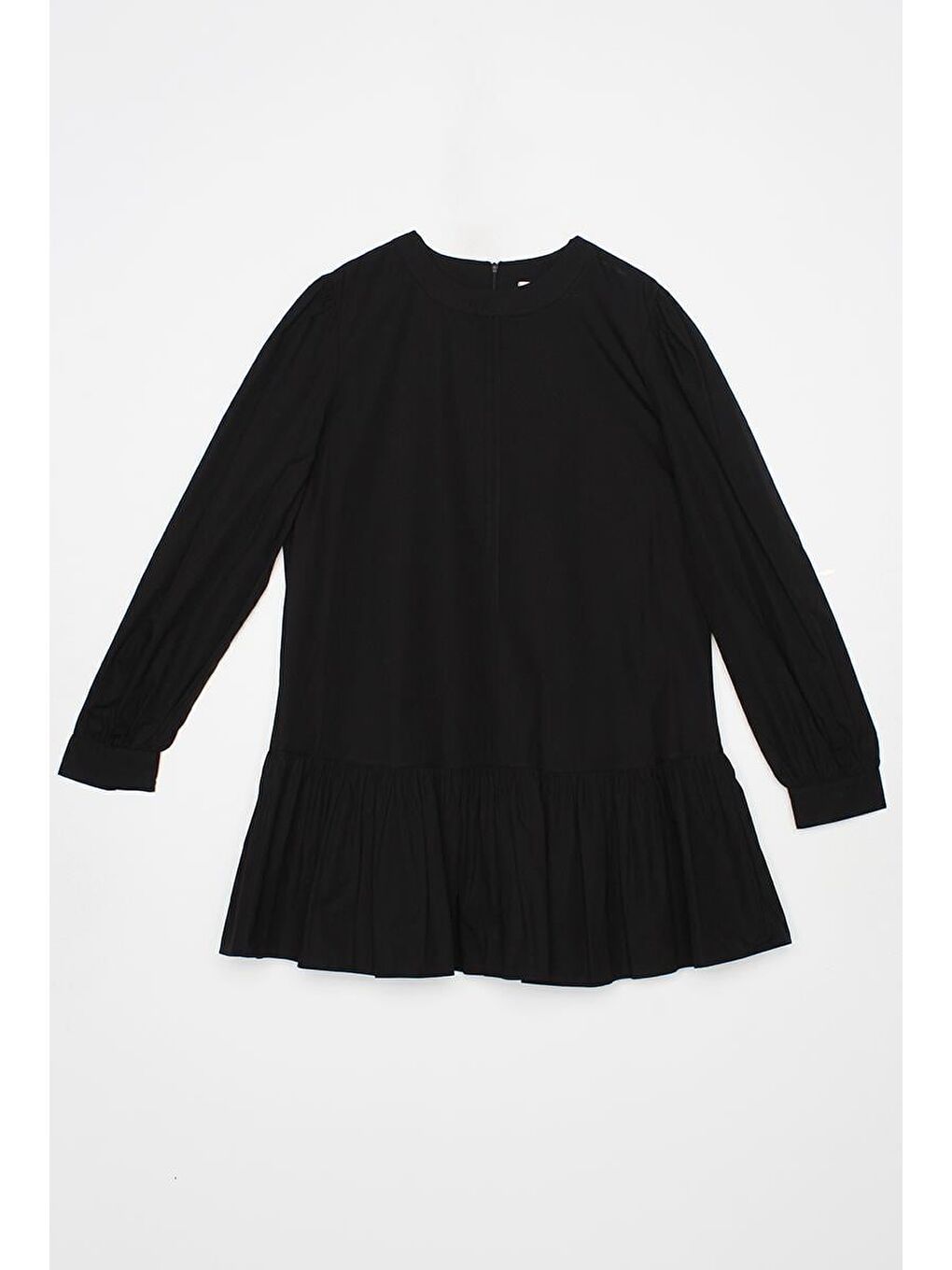 Siyah Nervürlü Yakasız Pamuklu Tunik-7