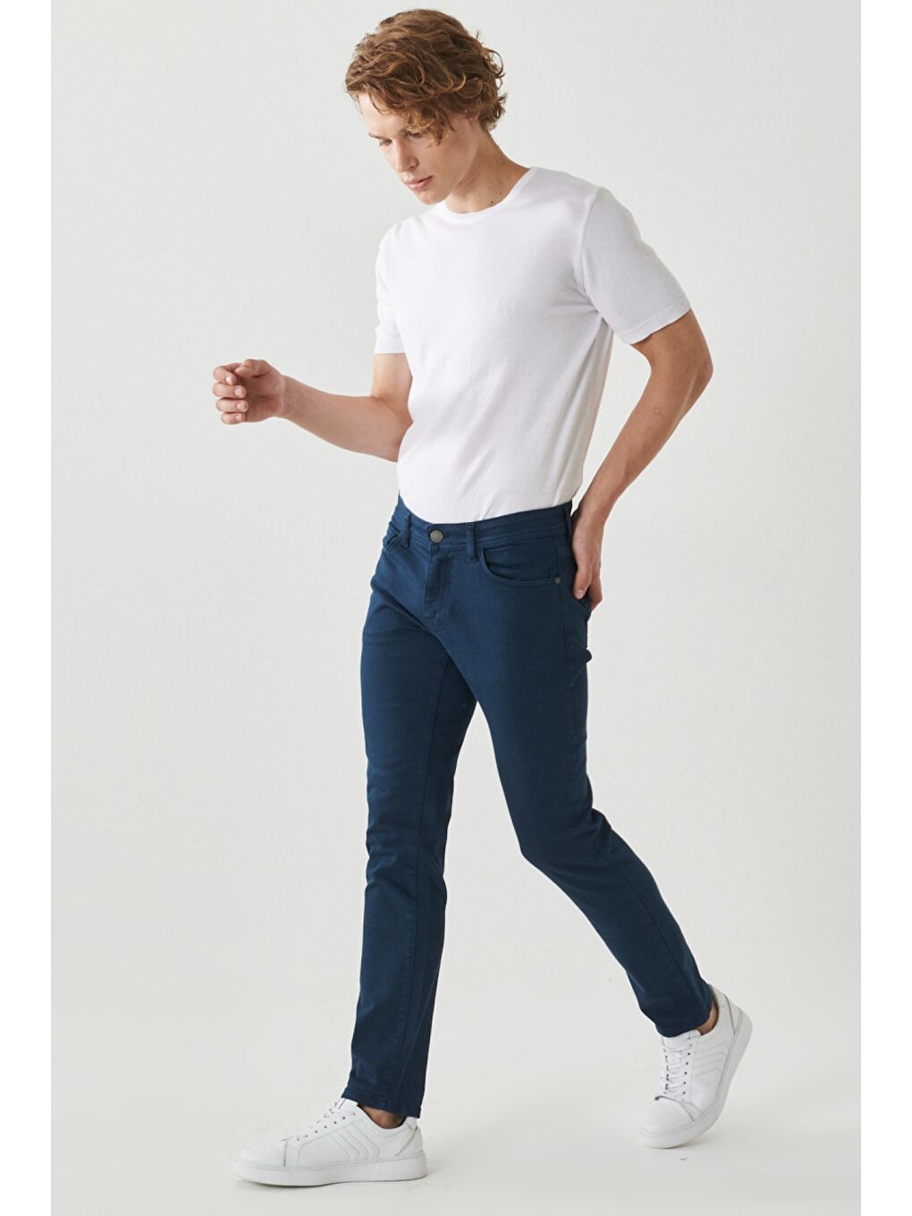 Erkek Lacivert 360 Derece Her Yöne Esneyen Slim Fit Dar Kesim Pamuklu Rahat Pantolon